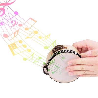 4-Zoll-Handtamburin aus Holz mit einreihiger Metallschelle aus Polyester