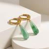 Women's Amethyst Teardrop & Tiger Eye Malachite Gold Earrings