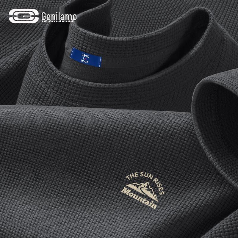 

GENIOLAMODE Men s Waffle Mountain Print T-Shirt XL