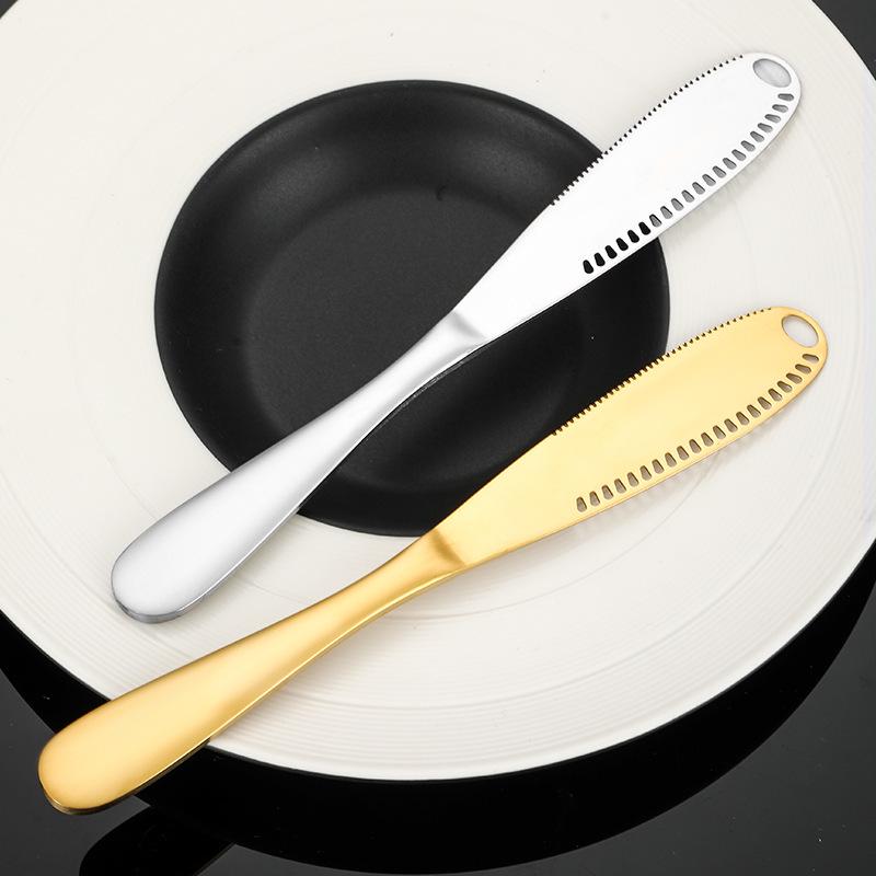 Stainless Steel Serrated Butter Knife with Holes for Spreading Cream Cheese and Jam