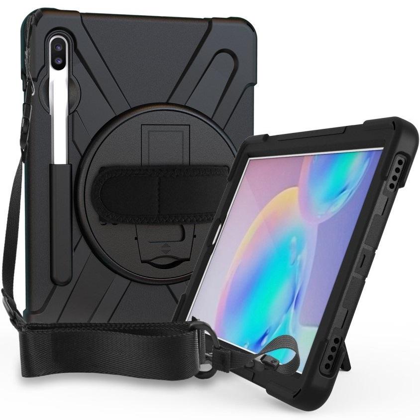 Armored Case for Samsung Galaxy Tab S6 T860/T865, 360 Protection with Stylus Holder, Black