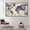 Vintage Metal Style Mapa světa Nástěnný umělecký plakát Moderní Nádherná domácí dekorace Olejomalba Nástěnná malba