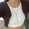 Long Chain Crystal Y-Shaped Necklace Bohemian Retro Clavicle Chain Cross Pendant Necklace  Daily