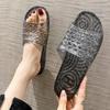 Stylish Transparent Crystal Jelly Sandals - Non-Slip, Versatile Flat Summer Wear