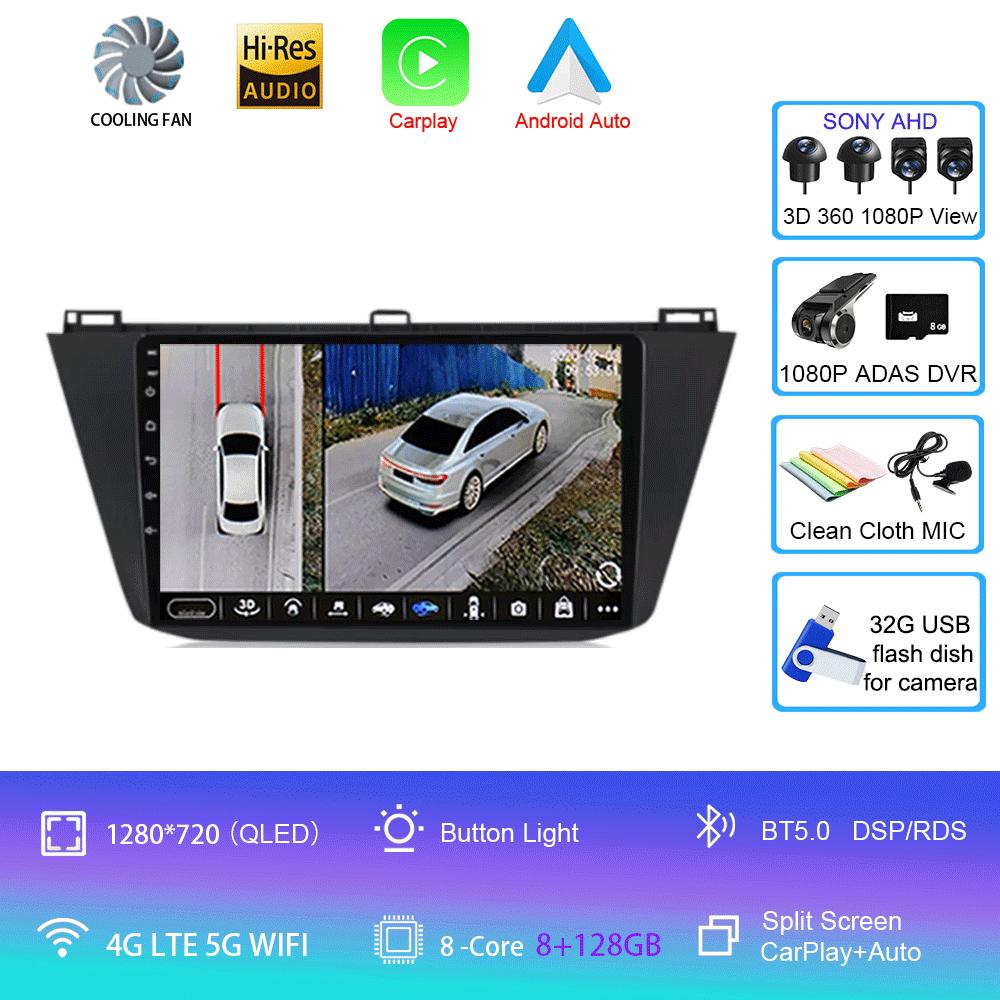Radio Samochodowe Android 14 Carplay Auto Dla Volkswagen Tiguan 2 Mk 2016 2017 2018 2019 Odtwarzacz Wideo Multimedia Nawigacja GPS Stereo