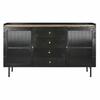 Buffet Naturel Noir Doré Métal Bois De Manguier (145 X 40 X 85 Cm)