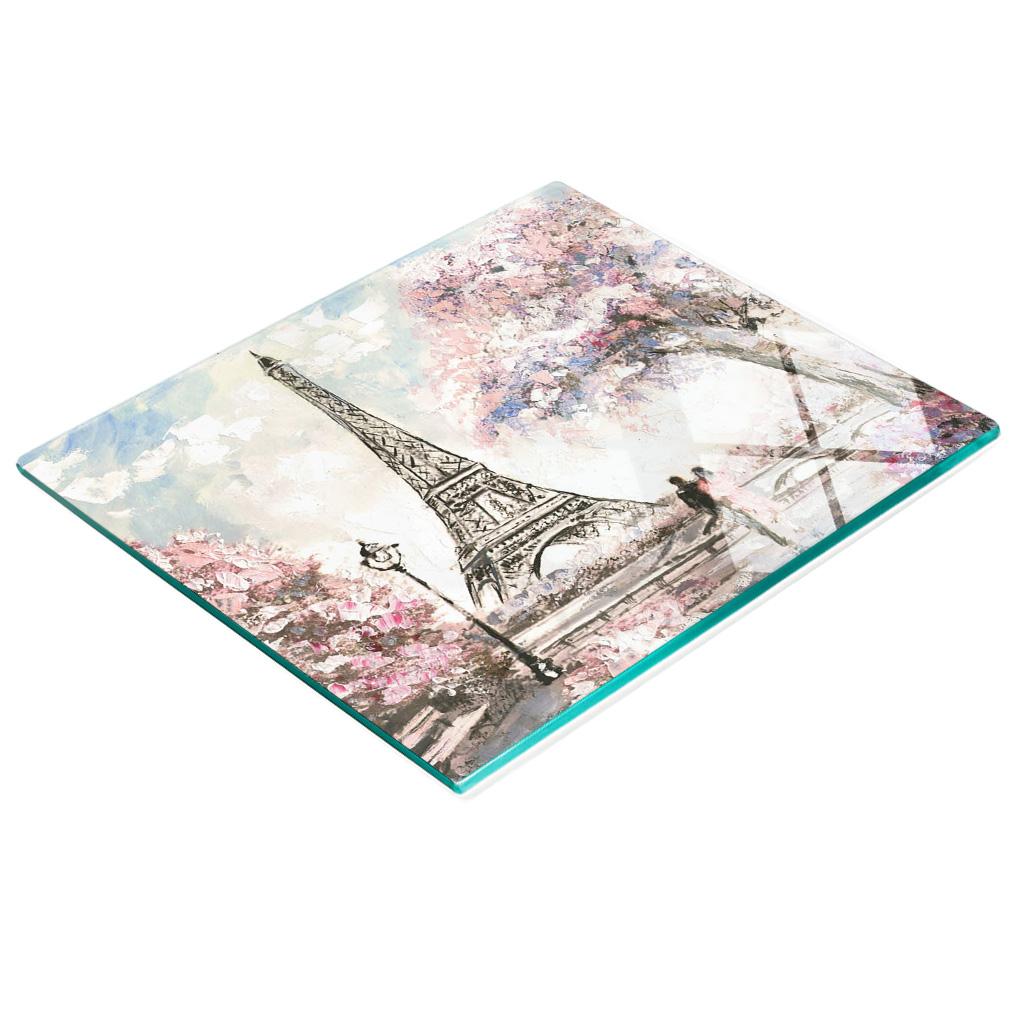 Decorative Glass Cutting and Serving Board Eiffel Tower Paris 60X52 Cm