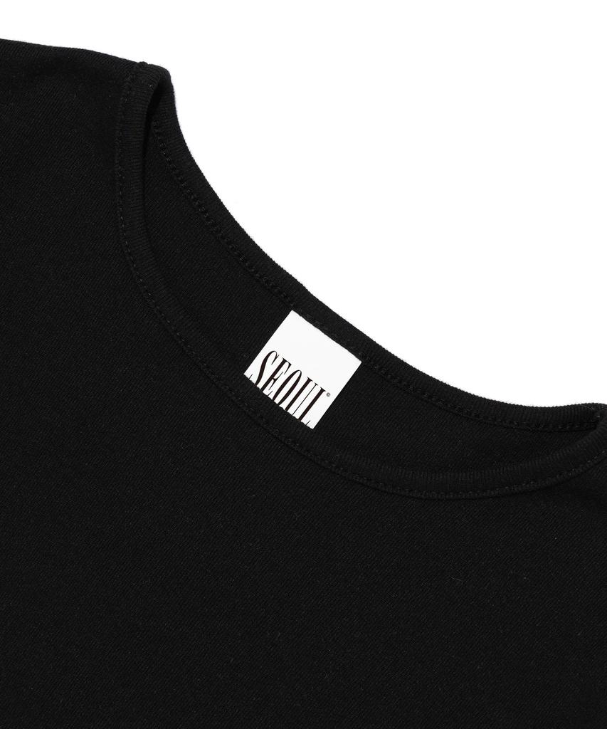 SEOUL APPAREL Box Logo Crop Short Sleeve T-Shirt (Black)