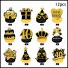 Birthday Celebration Black And Gold Theme Festive Paper Spiral Decor Hanging