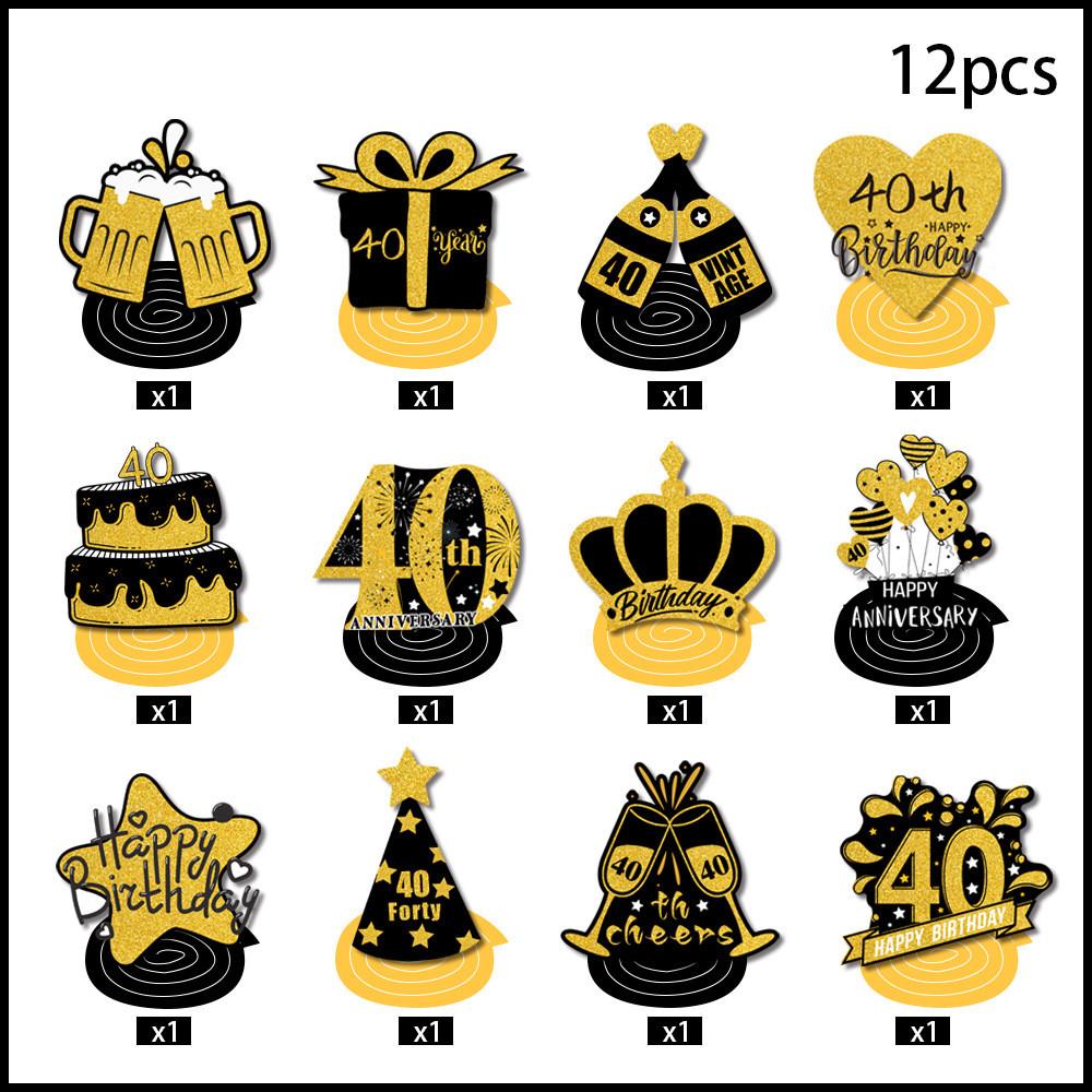 Birthday Celebration Black And Gold Theme Festive Paper Spiral Decor Hanging