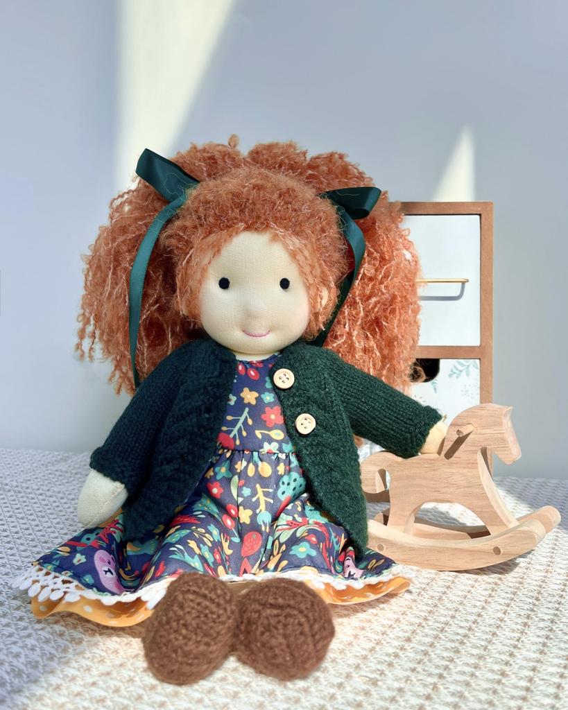 BlissfulPixie Waldorf Doll - Handmade Hanne 12" Soft Girl Plush Toy, Perfect for Kids