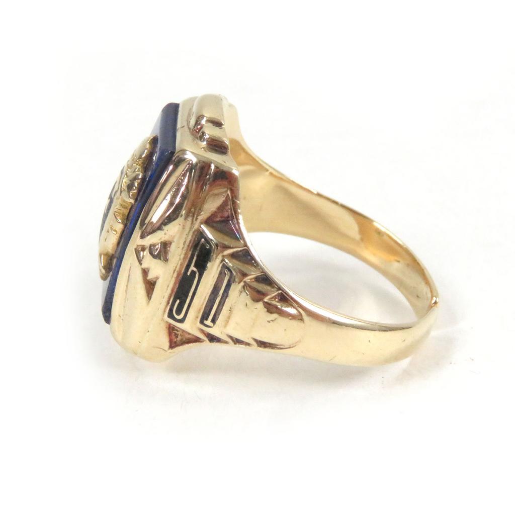 Great JOSTENS Ring 1951 FHS Accessories College Gold Blue 10K Mens Used