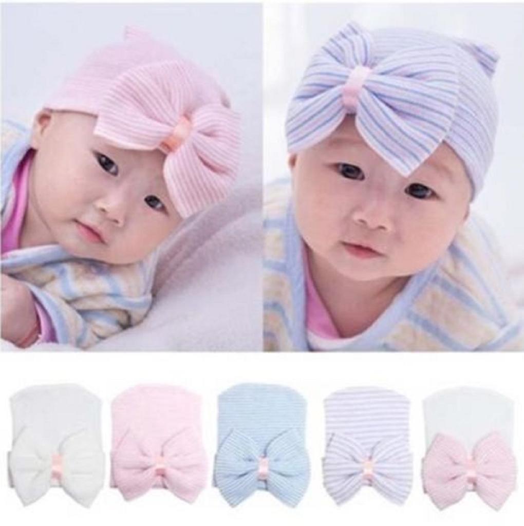 Bowknot Baby Striped Cap Knitted Hat Soft Cute Caps Keep Warm Fashion Gifts