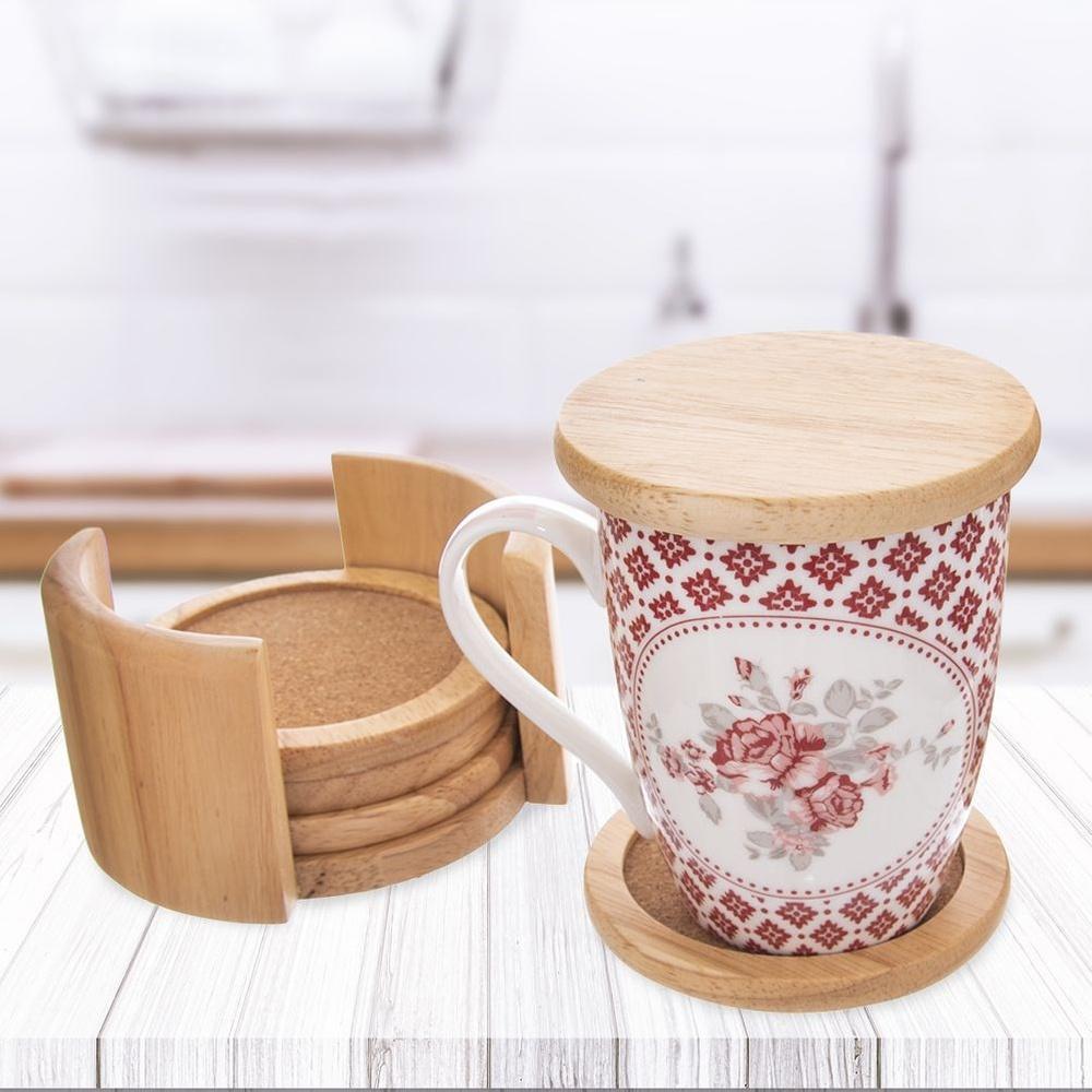 6x Podstawki Podkładki Małe Pod Kubek Szklankę Filiżankę Kuchenne Naturalne