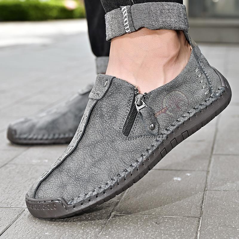 Spring Men's Shoes New Fashion Outdoor Casual Leather Shoes Low-top Large-size Men's Shoes Hand-stitched