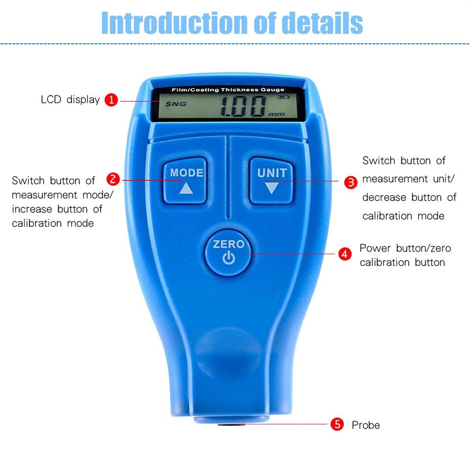 New Mini Coating Painting Thickness Gauge Tester Ultrasonic Film Coating Car Paint Meter Thickness Gauge