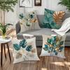 Tropical Plant Leaf Throw Pillow Covers, Monstera Areca Palm Print, Soft Polyester Zipper Pillow Cases, Machine Washable for Sofa Balcony