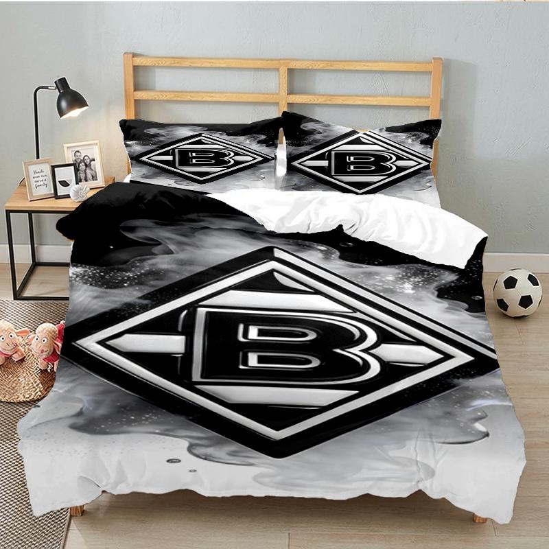 3PCS Green Black Borussia Bedding set,Ideal For1pc Duvet Cover And 2pcs Pillowcases Perfect for Christmas gift,Ideal for Bedroom, Dormitory