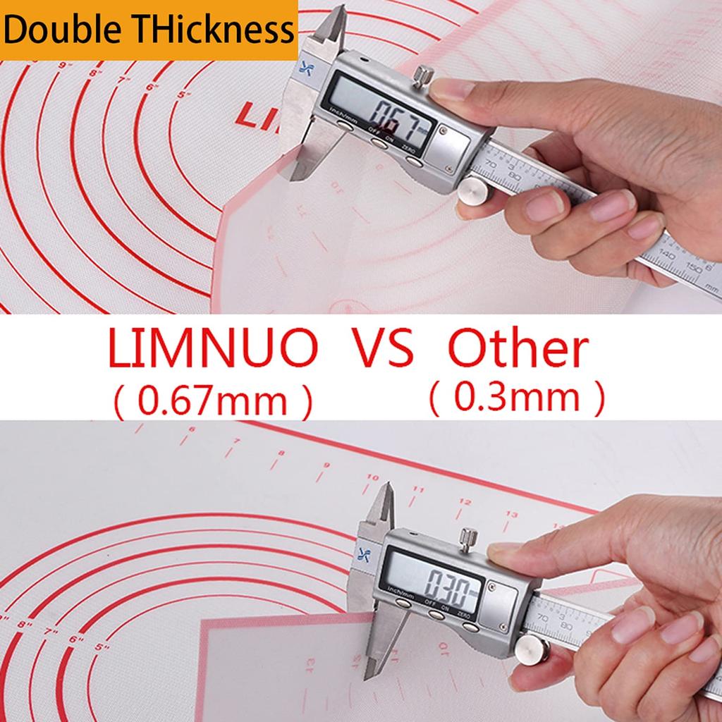 LIMNUO Silicone Cooking Bread Baking Mat with Measuring Large Baking Tools Mat, Mat, Pad, Size, Food-Grade Silicone, Non-Slip,
