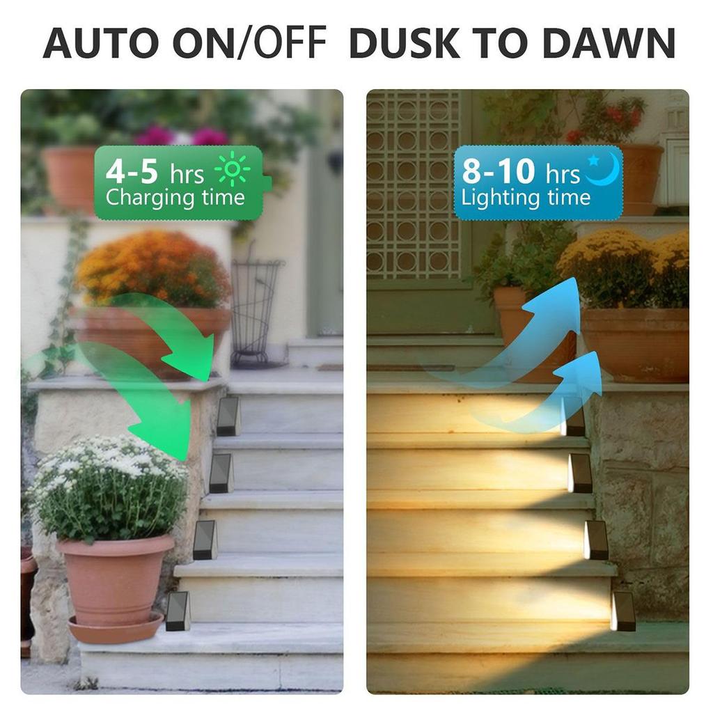 Solar Led Step Lamp Stair Lamps Lights Light Powered Outdoor Resistant Free Garden Triangle Landscape No Night Deck Tape Pathway