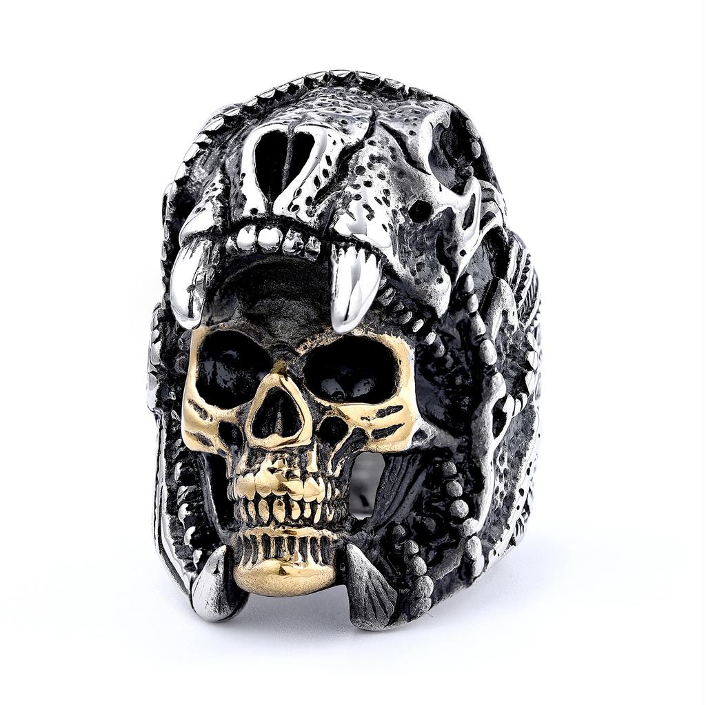 Ring domineering big skull shape ring men's retro fashion jewelry
