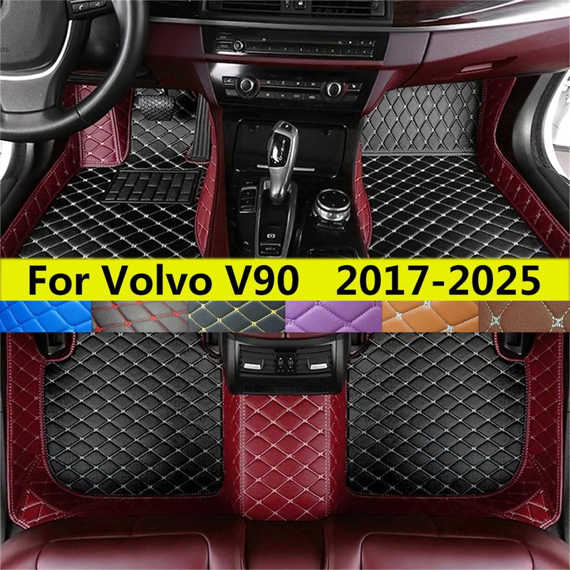 Car Floor Mats Fits For Volvo V90 2017 2018 2024 2025 Auto Leather Carpet Pads Full Set Foot Matts Rugs