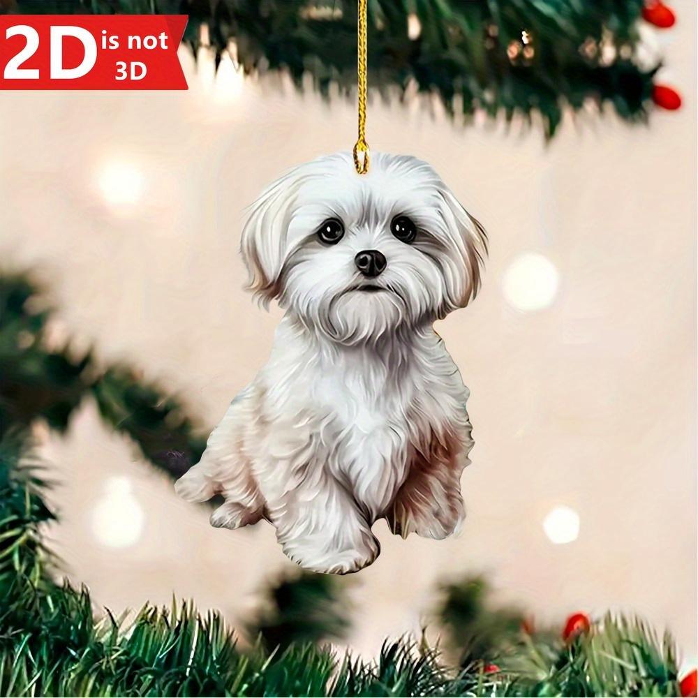 

2D white dog pattern pendant for cars, trees, and keychains. A versatile holiday gift. чистый