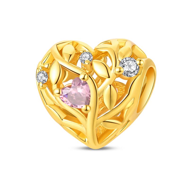 New 925 Silver Heart Shaped Tree Of Life Charms Beads For Women Fit Bracelet DIY Birthday Party Jewelry Gift