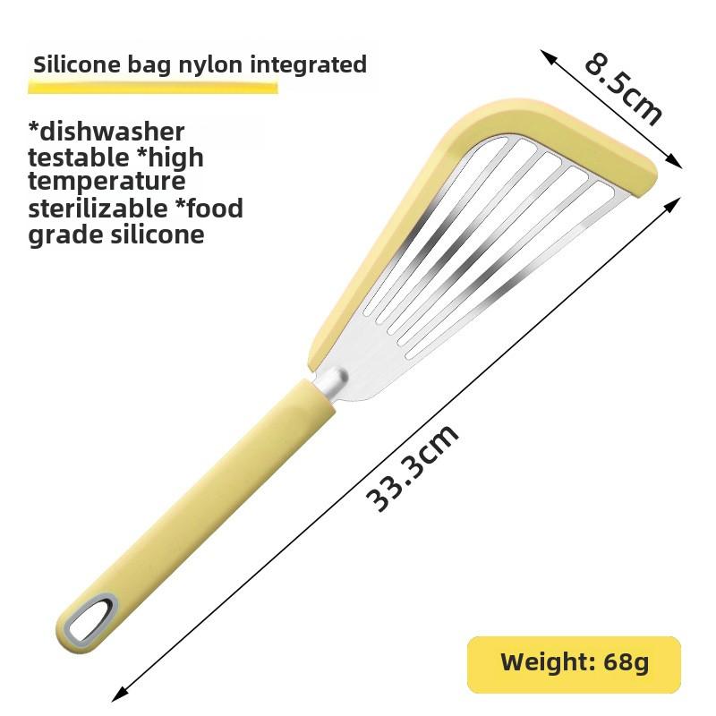 The kitchen anti-scalding frying spatula heat-resistant frying fish spatula all stainless steel spatula home outdoor cooking