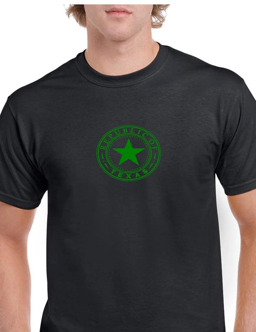 Green Seal Republic of Texas Black Cotton T-Shirt Lone Star State Shirt S-5XL S