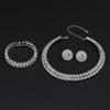 Niche Full Diamond Necklace Earrings Bracelet Three-piece Set Metal Flower Hollow Collar Bridesmaid Bride Suit Women