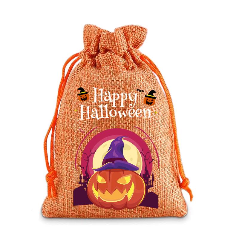 Halloween Kinder Zuckertüte Kürbis Geist Leinen Bündel Mundbeutel Geschenktüte Kordelzug Süßigkeitentasche Lager