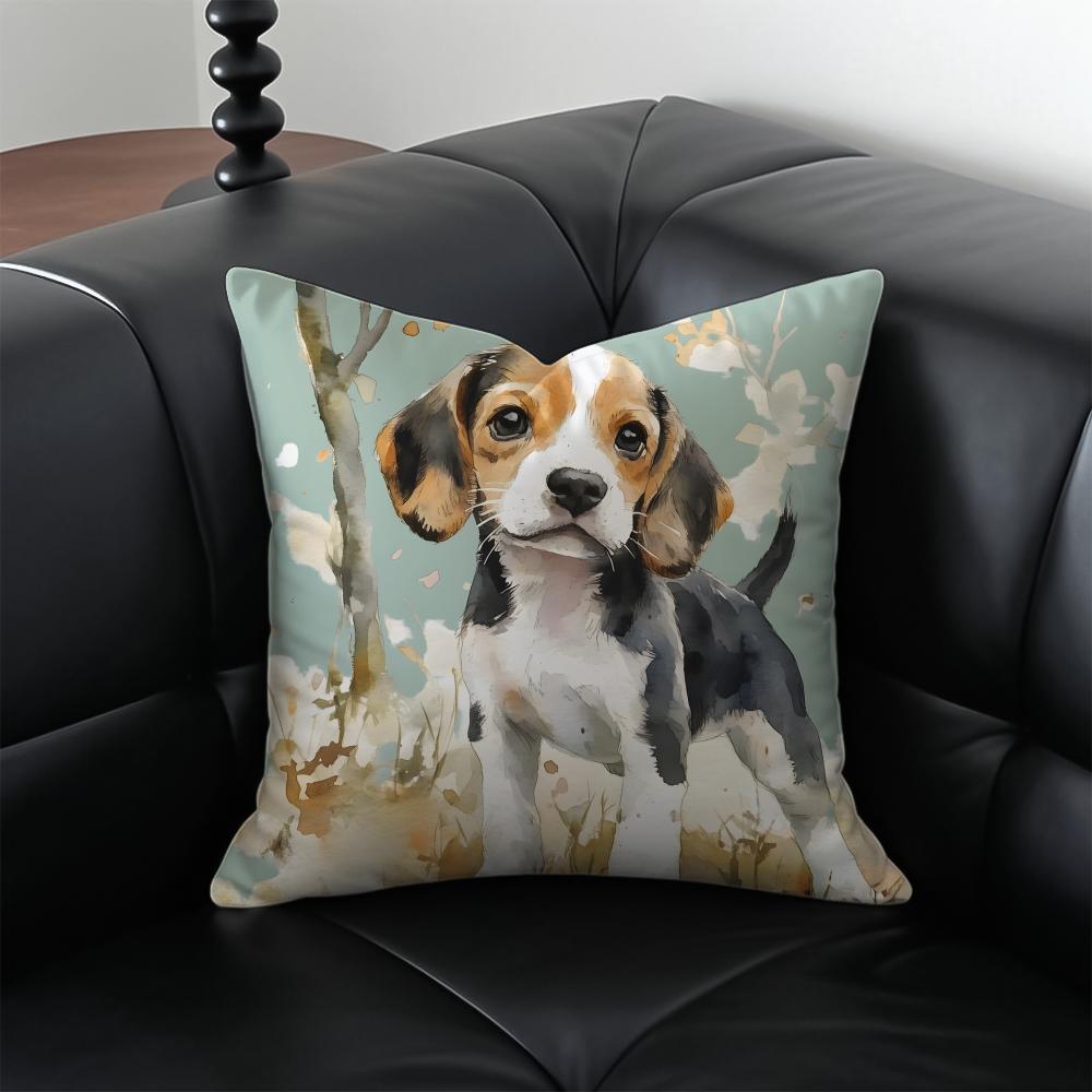 Cute Beagle Dodong Pet Cushion Cover Pillow Case Antidustmite Invisible zipper silky plush cushion