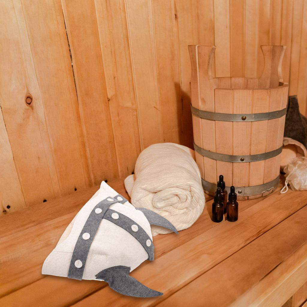 Wollsauna Hut Wikingerhorn Hitzeschutzmütze Russische Banya Bade Sauna Haarabdeckung Herren Damen Dampfraum Hut Zubehör