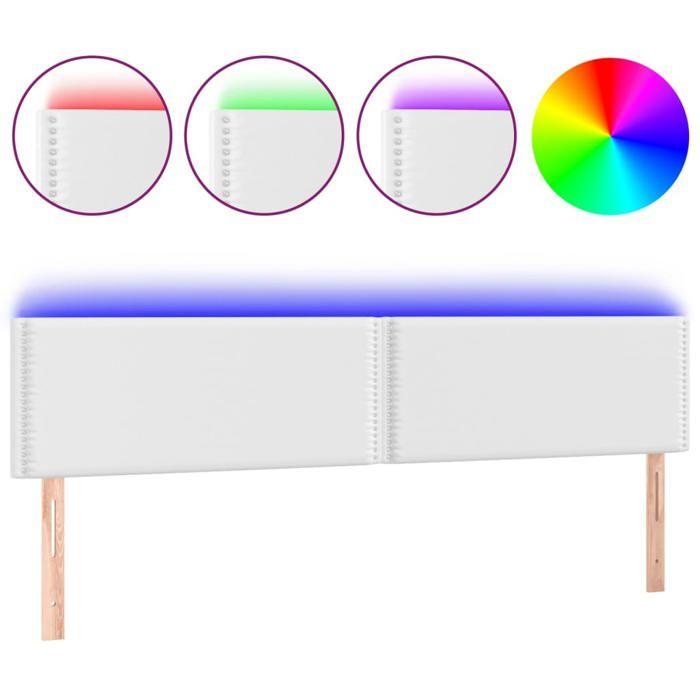 VidaXL Tête de Lit à LED Meuble de Chambre à Coucher Accessoire de Lit Double Tête de Cadre de Lit Intérieur Blanc 3121575