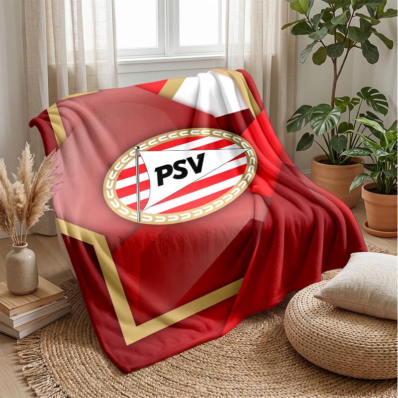 PSV Eindhoven FC Coperta Morbida in Pile di Flanella Leggera Accogliente Calda Coperta da Divano Letto Decorazione per la Casa