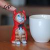 Little Red Riding Hood Cat Halloween Figurine Resin Miniature Statue Desktop Animal Ornaments Wizard Statue with Witch Hat/Cloak/Pumpkin Lamp Design