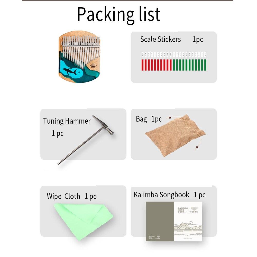 21 Key Kalimba Thumb Finger Piano Calimba Solid Epoxy Resin Wood Keyboard Musical Instrument Professional Gifts With Accessories