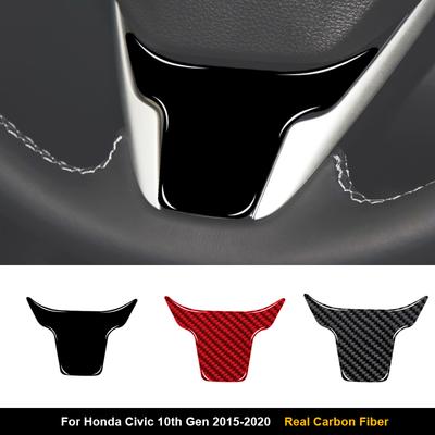 For Honda Civic 10th Gen 2015-2020 Car Steering Wheel Cover Trims Accessories Carbon Fiber Interior Mouldings
