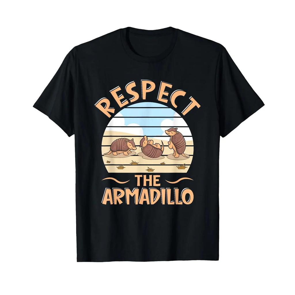 Respect The Armadillo T Shirt Vintage Fashion Top For Everyday Wear Unisex Streetwear Slightly Homme Casual Soft Graphic