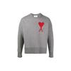 AMIPARIS Heart Letter Logo Embroidered Round Neck Wool Sweater Unisex Sweater Gray H20HK009018-055