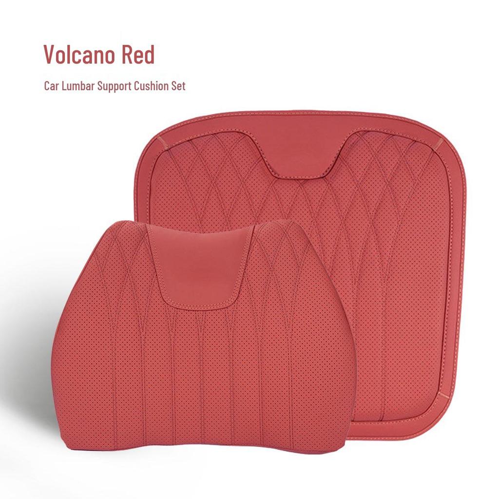 Poduszka lędźwiowa do samochodu ze skóry nappa - Uniwersalna poduszka na siedzenie z pianki memory na wszystkie pory roku