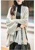 Women's 100% Wool V-neck Loose Knit Pullover Shawl - Solid Color Casual Sweater for Autumn/Winter