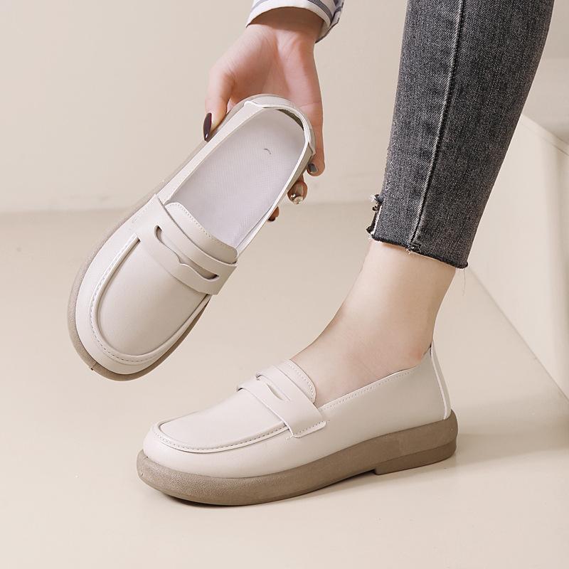 

Женские туфли-лоферы 2025 года, весна, новинка, британский ретро-стиль, плоский каблук, одна педаль, повседневные туфли, искусственная кожа, маленькие кожаные туфли 41