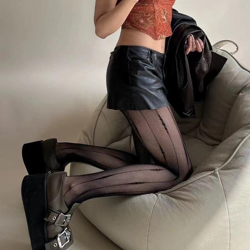 Woman Sexy Geometric Hanging Thread Jacquard Fishnet Stockings Retro Mesh Transparent Line Hollow Out Tights Pantyhose Lingerie