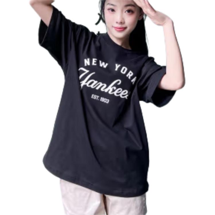 MLB SS23 Los Angeles Dodgers American Retro Letter Print Crew Neck Short Sleeve T-Shirt Unisex T-Shirts Black 3ATSB4033-50BKS