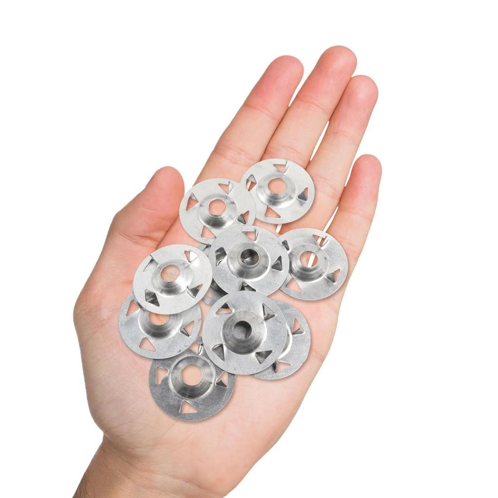 200 Pcs Foam Board Fasteners Kit Washers for Insulation Foam Board Panels 100Pcs 1-1/8 Inch Galvanized Steel Washer and 100Pcs Screws for Fixing