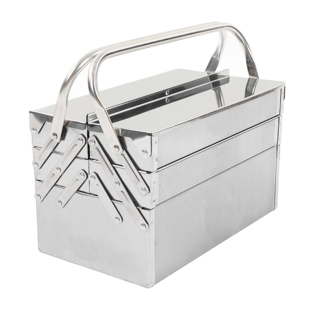 Cantilever Tool Box Metal Folding Portable Auto Maintenance Storage Organizer Stainless Steel 3 Layer 5 Tray 420