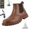 Waterproof Leather Work Safety Shoes,Labor Shoes With Steel Toe Smash-proof,Men Working Shoes Non-slip Lightweight Safety Boots