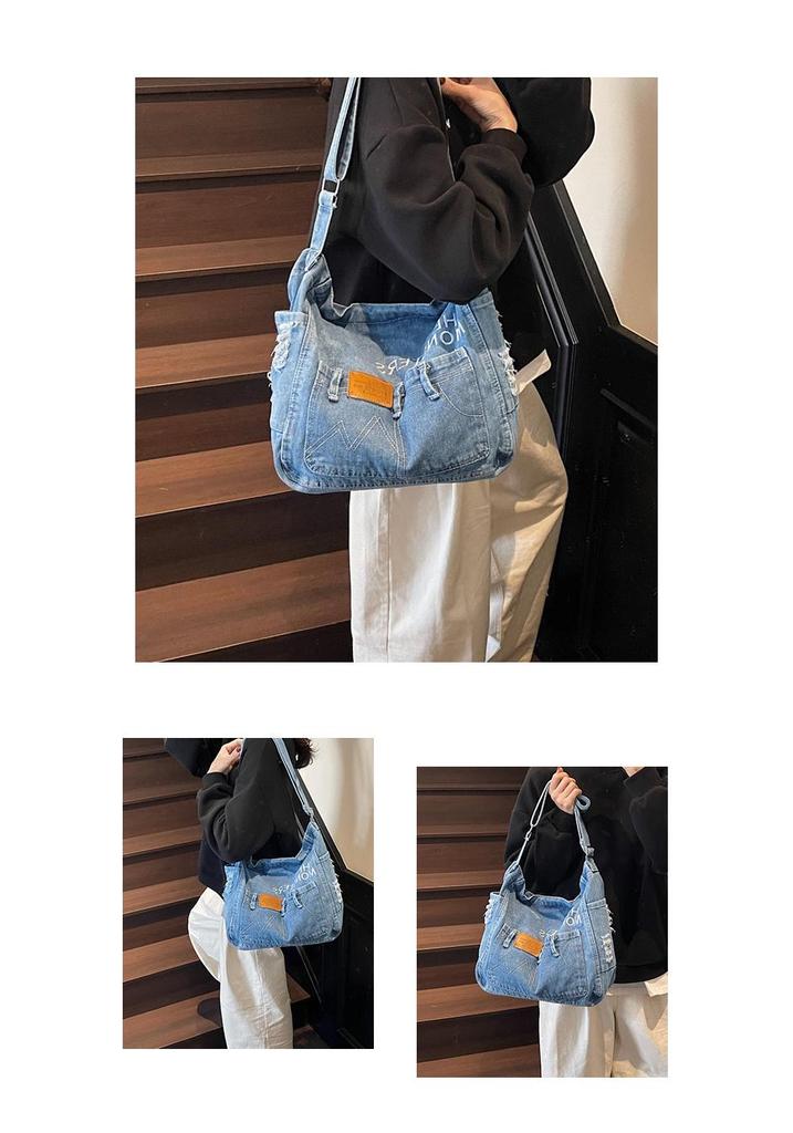 Korean Retro Distressed Women's Crossbody Tote Bag 2026